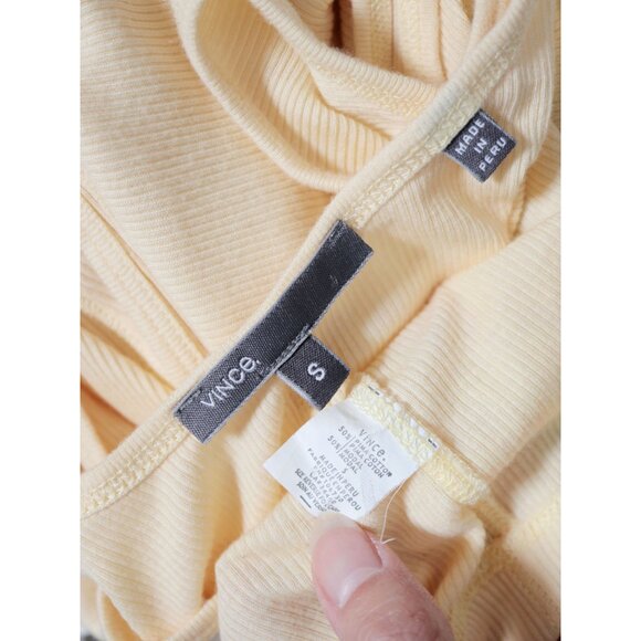 VINCE Butter Yellow Ribbed Knit Longline Tank Top - Picture 4 of 6